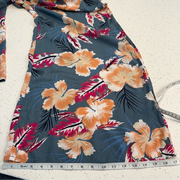 Roxy Floral Wide Leg Jumpsuit Green Peach Womens Small - Picture 12 of 13